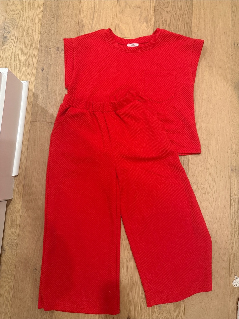 entro Red Wide-Leg Knit Pants - Relaxed Lounge Set